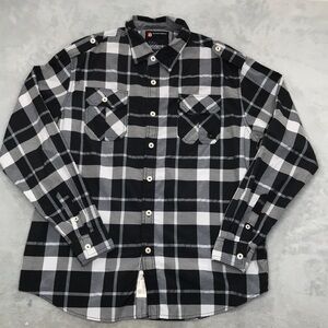 Akademiks Men's  Black Plaid Button Down Shirt Size XL